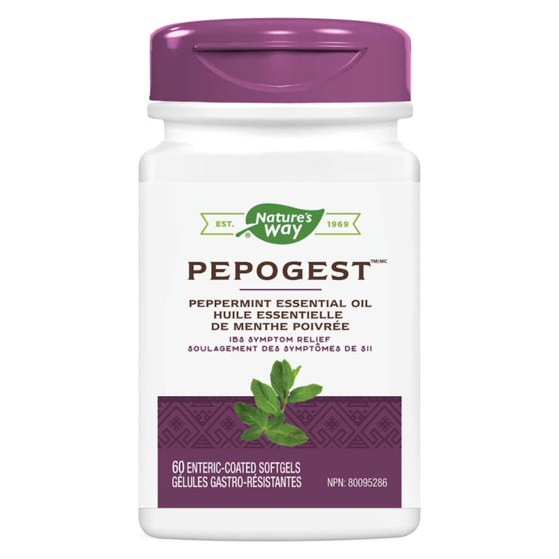 Bottle of Nature's Way Pepogest (Peppermint Oil) 60 Enteric-Coated Softgels