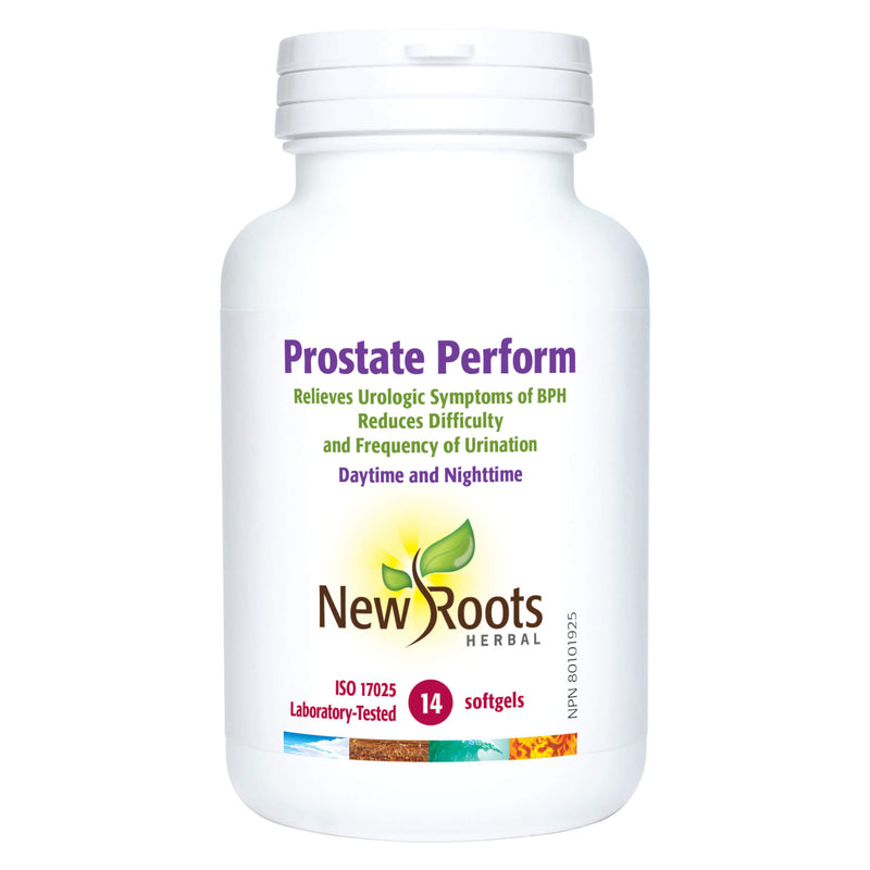 Bottle of New Roots Prostate Perform 14 Softgels