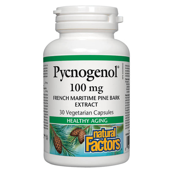 Bottle of Pycnogenol® 100 mg 30 Vegetarian Capsules
