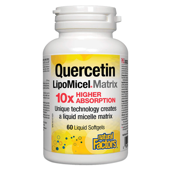 Bottle of Quercetin LipMicel Matrix 60 Liquid Softgels | Optimum Health Vitamins, Canada