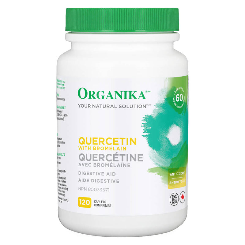 Bottle of Organika Quercetin with Bromelain 120 Caplets