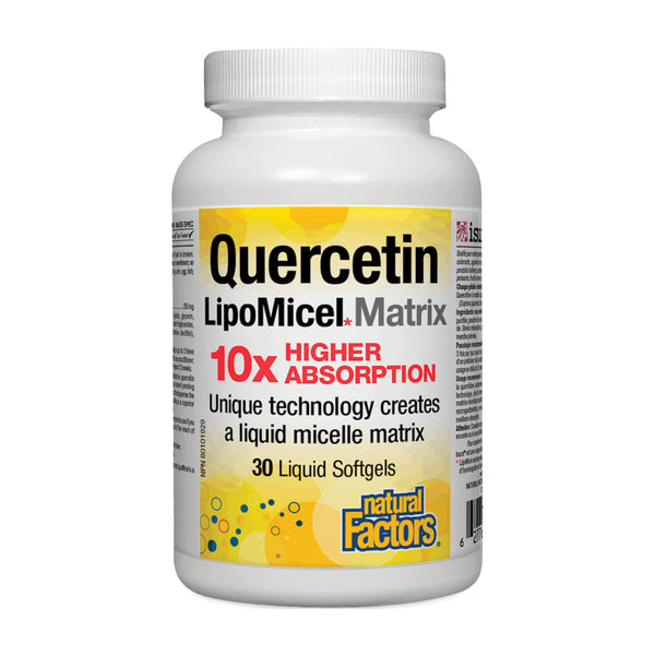Bottle of Natural Factors Quercetin + LipoMicel Matrix 30 Softgels