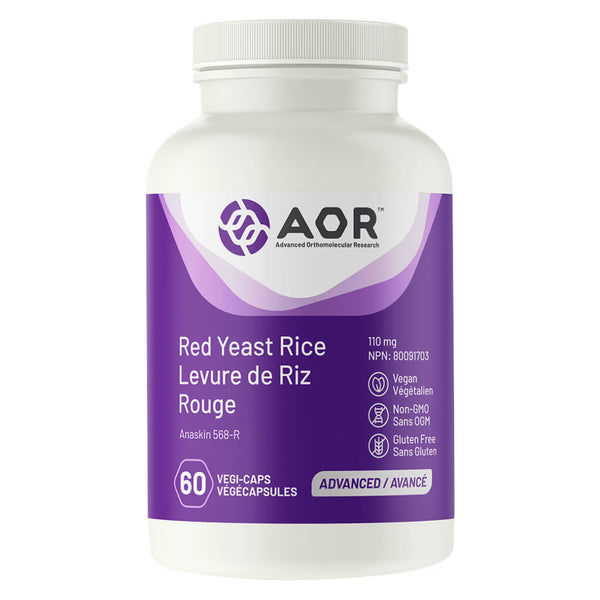 Bottle of AOR Red Yeast Rice 110 mg 60 Vegi-Caps