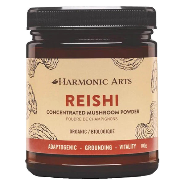 Jar of Harmonic Arts Reishi Concentrated Mushroom Powder 100 Grams