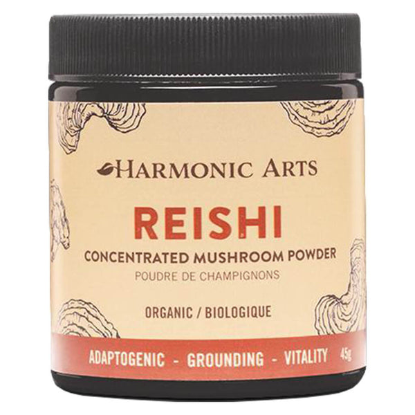 Jar of Harmonic Arts Reishi Concentrated Mushroom Powder 45 Grams