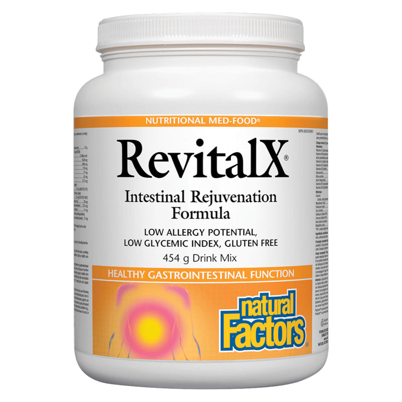 Bottle of Natural Factors RevitalX Intestinal Rejuvenation Formula 454 g Drink Mix | Optimum Health Vitamins, Canada