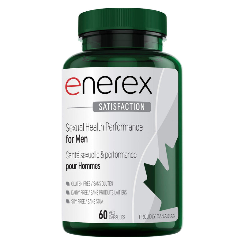 Bottle of Enerex Satisfaction Sexual Health Performance for Men 60 Vegetable Capsules