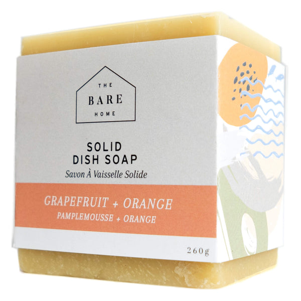 The Bare Home - Solid Dish Soap Grapefruit + Orange 260 Grams | Kolya Naturals, Canada