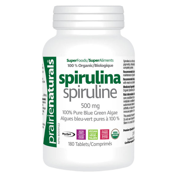 Bottle of Organic Spirulina 180 Tablets