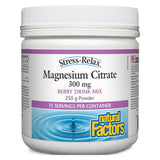 Container of Stress-Relax® Magnesium Citrate Powder Berry Drink Mix 250 Grams