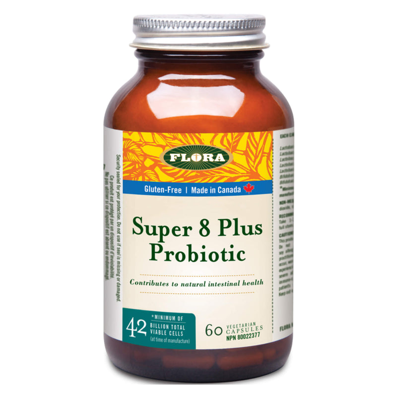 Bottle of Flora Super 8 Plus Probiotic 60 Vegetable Capsules