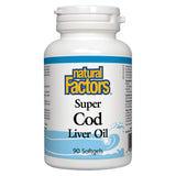 Bottle of Natural Factors Super Cod Liver Oil 90 Softgels