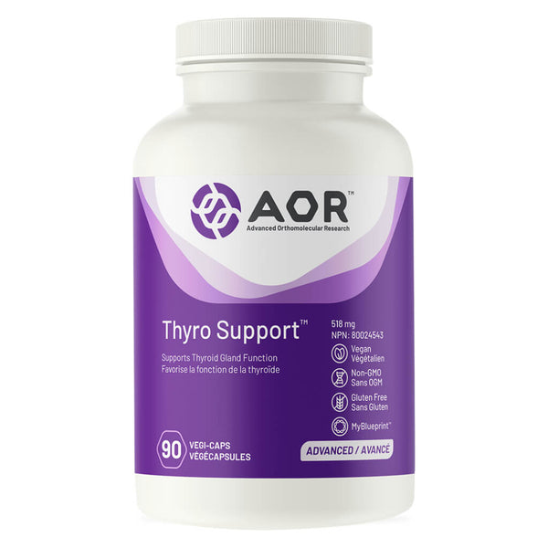 Bottle of AOR Thyro Support 518mg 90 Vegi-Capsules