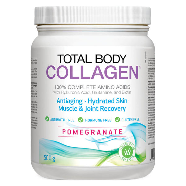 Container of Total Body Collagen Powder Pomegranate Flavour 500 Grams