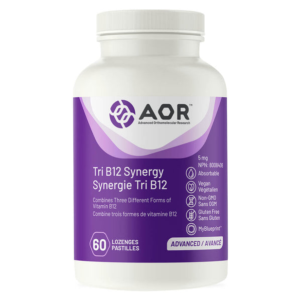 Bottle of AOR Tri B12 Synergy 5 mg 60 Lozenges