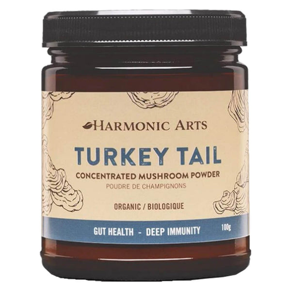 Jar of Harmonic Arts Turkey Tail Concentrated Mushroom Powder 100 Grams