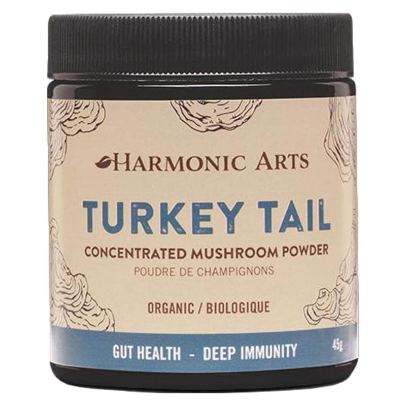 Jar of Harmonic Arts Turkey Tail Concentrated Mushroom Powder 45 Grams