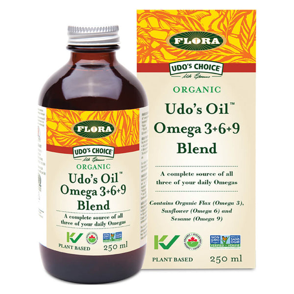 Bottle & Box of Udo’s Oil™ 3·6·9 Blend Liquid 250 Milliliters