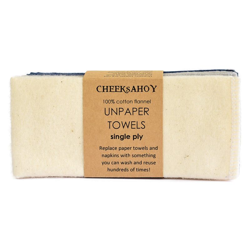 Cheeks Ahoy Unpaper Towel, Single Ply Warm Neutral Navy Tones 8-Pack