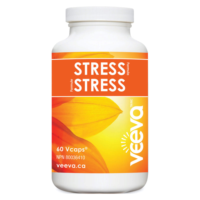 Bottle of Veevas Stress Formula 60 V-Capsules | Optimum Health Vitamins, Canada