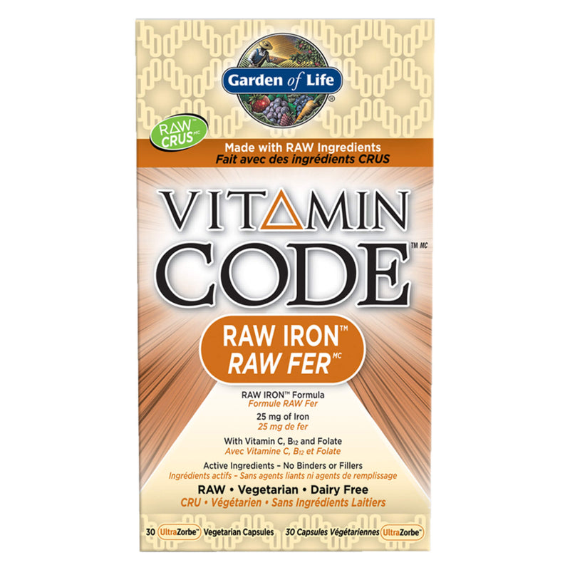 Box of Garden of Life Vitamin Code Raw Iron 30 Vegetarian Capsules