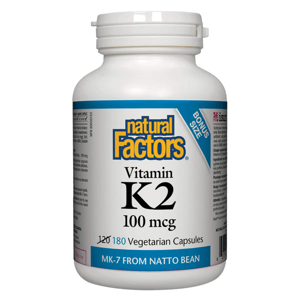 Bottle of Natural Factors Vitamin K2 100 mg 180 Capsules