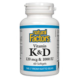 Natural Factors - Vitamin K 120 mcg & Vitamin D 1000 IU 60 Softgels | Optimum Health Vitamins, Canada
