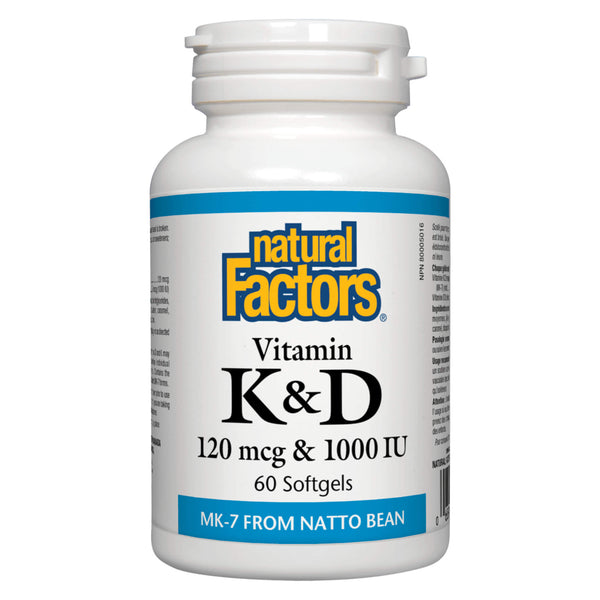 Natural Factors - Vitamin K 120 mcg & Vitamin D 1000 IU 60 Softgels | Optimum Health Vitamins, Canada