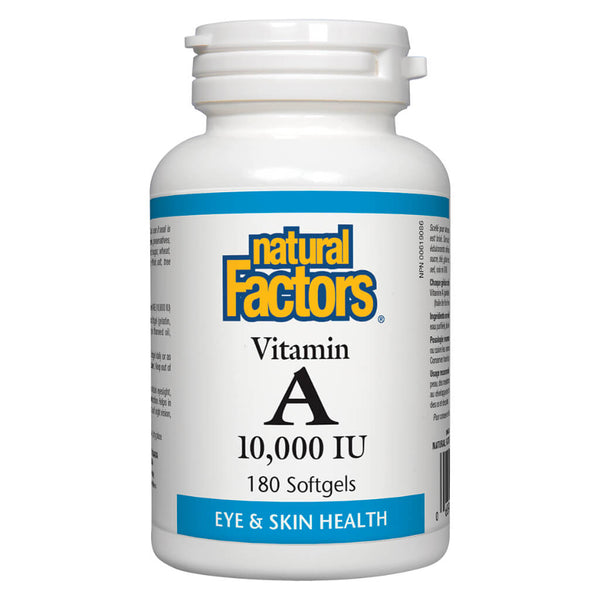 Bottle of Natural Factors Vitamin A 10000 IU 180 Softgels