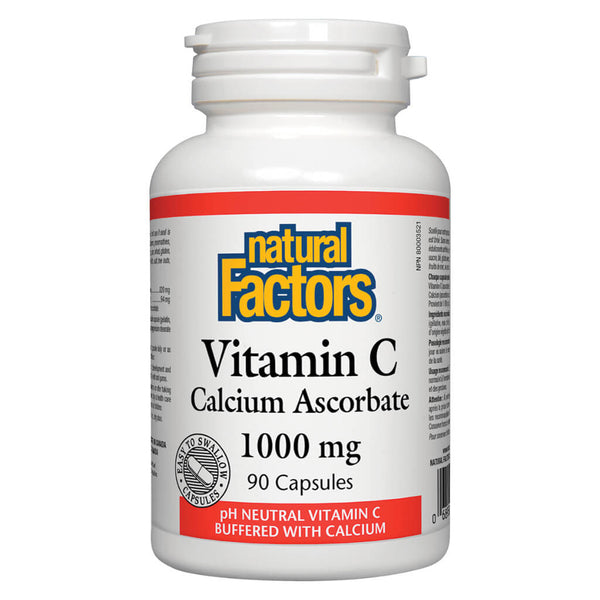 Bottle of Vitamin C Calcium Ascorbate 1000 mg 90 Capsules