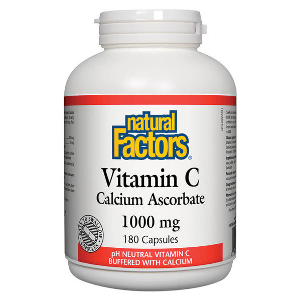 Bottle of Vitamin C Calcium Ascorbate 1000 mg 180 Capsules