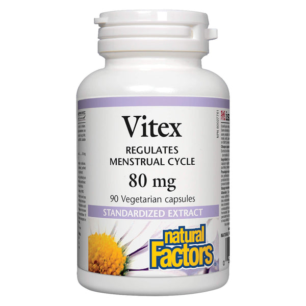 Bottle of Natural Factors Vitex Standardized Extract 90 Vegetarian Capsules