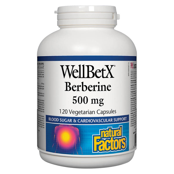 Bottle of WellBetX® Berberine 500 mg 120 Vegetarian Capsules
