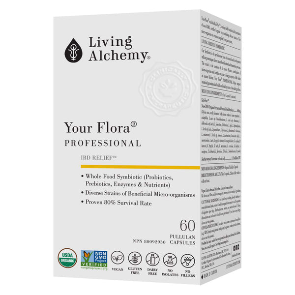 Box of Living Alchemy Your Flora Professional 60 Pullulan Capsules | Optimum Health Vitamins, Canada