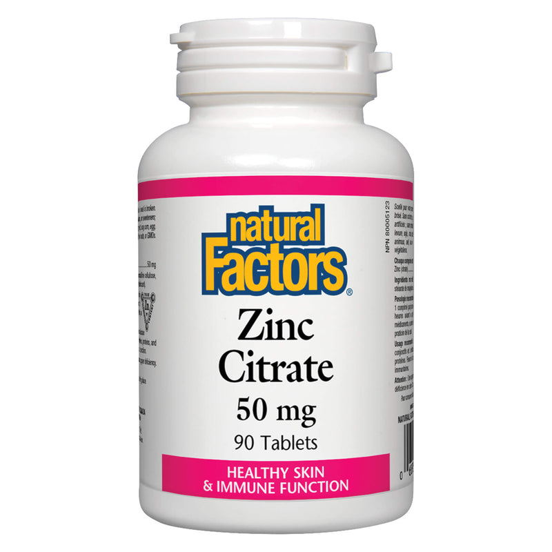 Natural Factors Zinc Citrate 50 mg (90 Tablets)| Optimum Health Vitamins, Canada