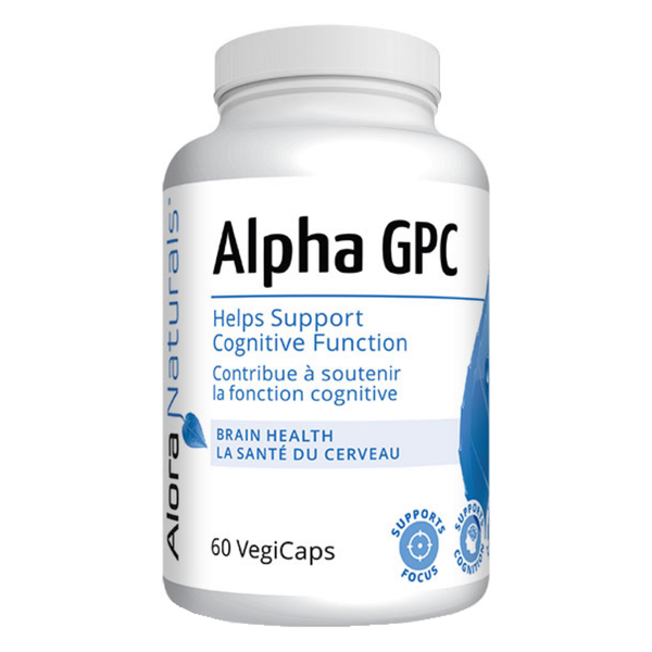 Bottle of Alora Naturals Alpha-GPC 600mg 60 Vegetable Capsules