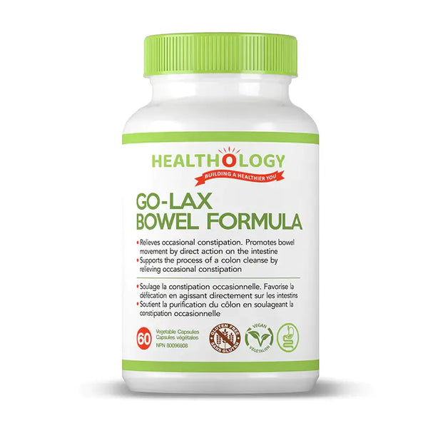 Bottle of Healthology Go-Lax Bowel Formula Shrink Wrap 60 Vegetable Capsules