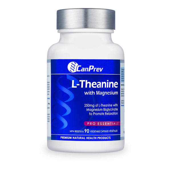 Bottle of CanPrev L-Theanine with Magnesium 90 Vegetable Capsules