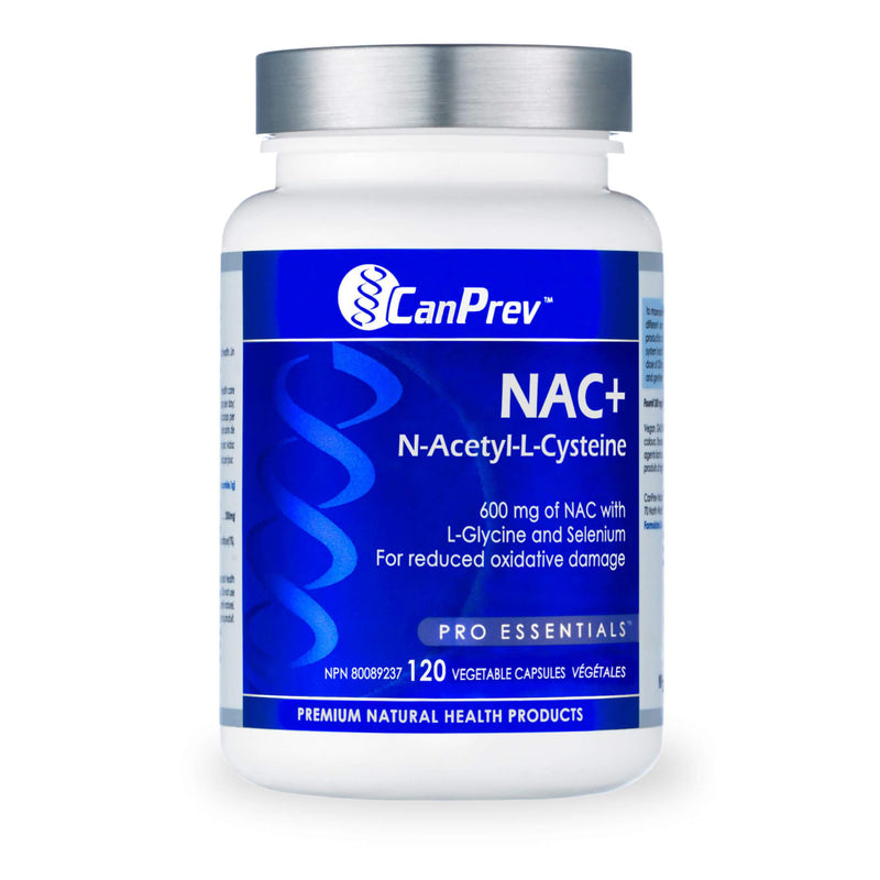 Bottle of CanPrev NAC+ N-Acetyl-L-Cysteine 120 Vegetable Capsules