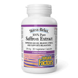 Bottle of Natural Factors Stress-Relax® 100% Pure Saffron Extract 28mg 30 Vegetarian Capsules