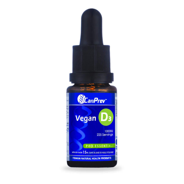 Bottle of CanPrev Vegan D3 Drops 15 mL