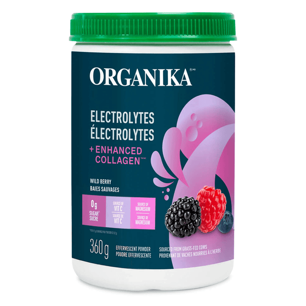Tub of Organika Electrolytes w/Enhanced Collagen Wild Berry 360g